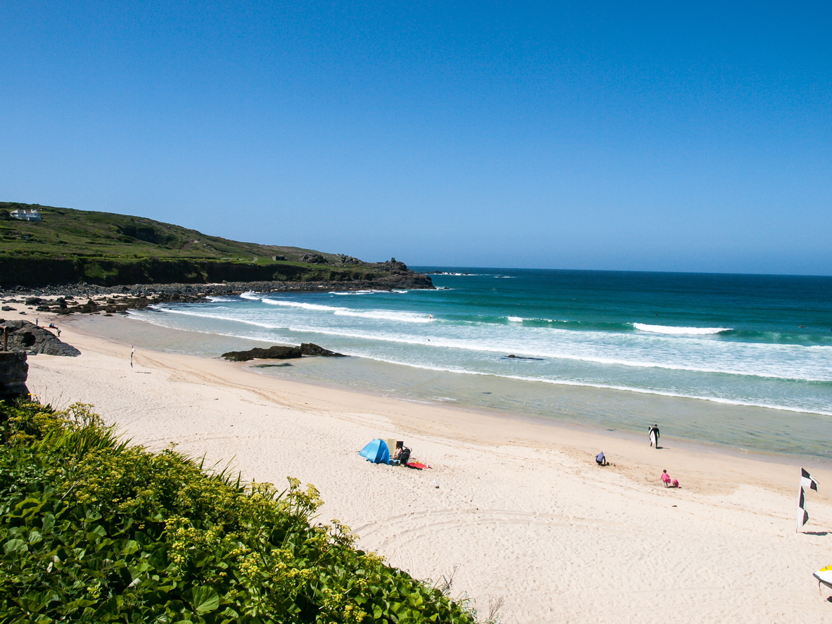 Porthmeor Beach at St.Ives in Cornwall