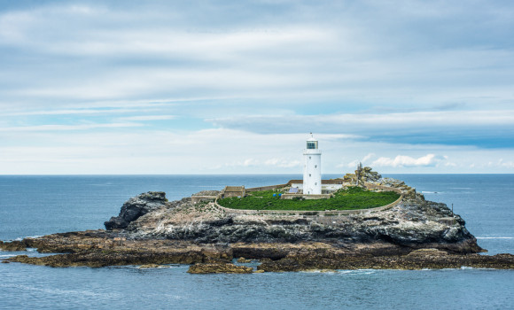 Godrevy Lighthouse, St. Ives Bay, Cornwall, England, United Kingdom, Europe.