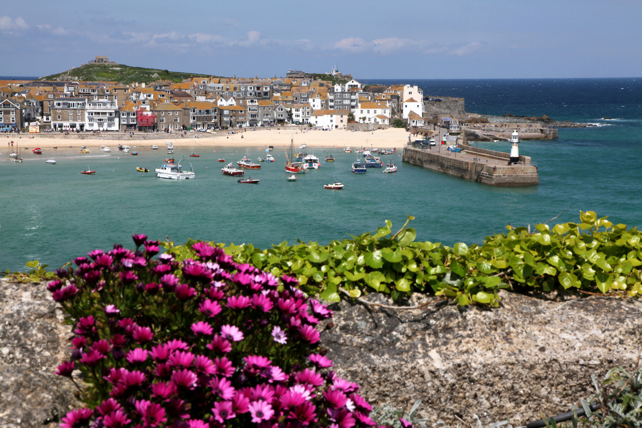 Looking acros the Bay to St. Ives a small fishing village in Cornwall, in the South West of England